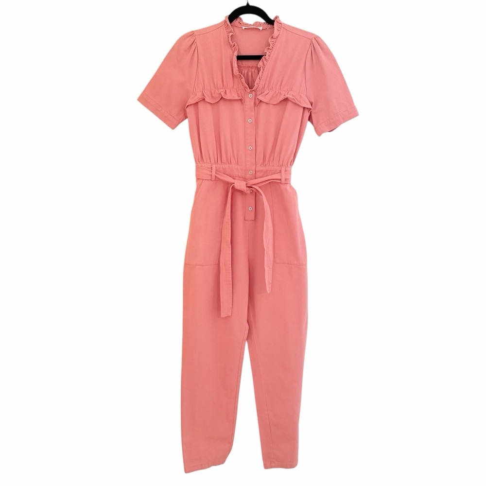 Idem Ditto "Wink for Pink" Cotton Button Short Sleeve Front Jumpsuit Rose Clay